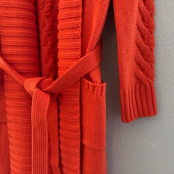 Understarted Leather Rodeo Duster Cardigan Sweater Med Orange Fringe Western - Picture 12 of 16